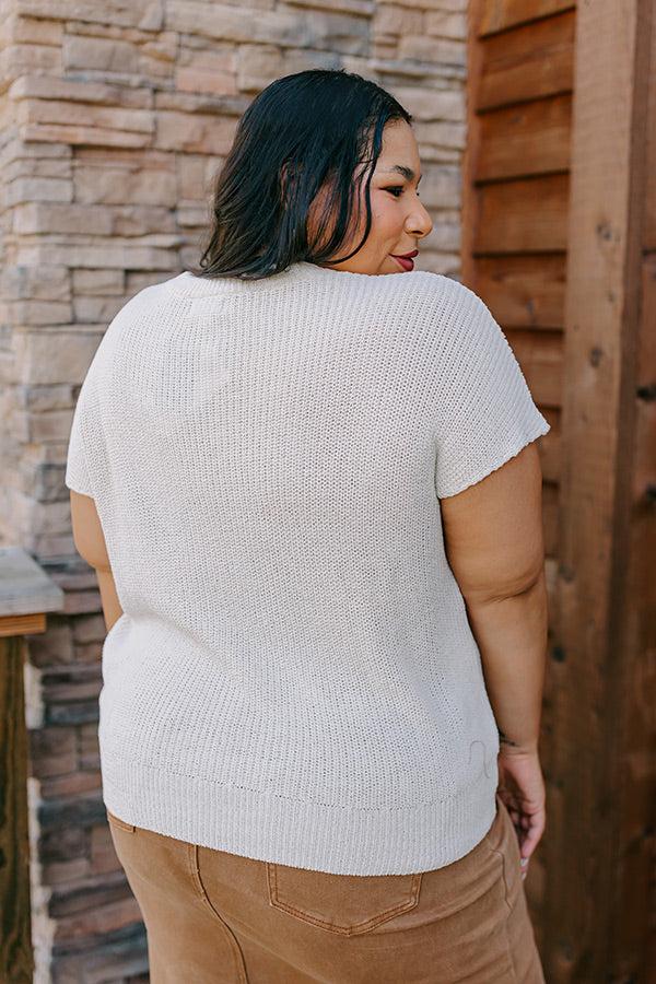 Boho Blooms Knit Top in Cream Curves Product Image