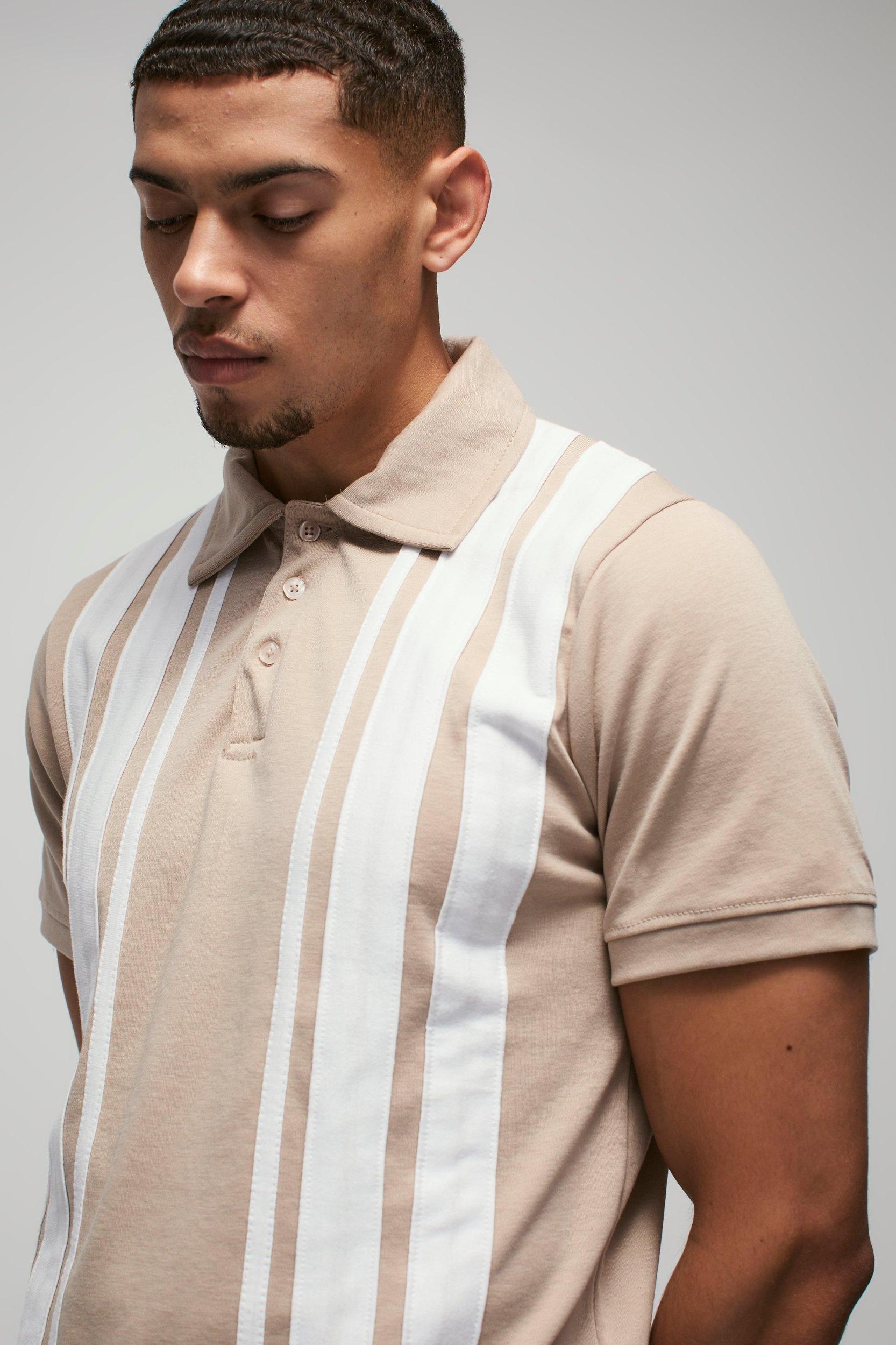 Slim Interlock Colour Block Polo | boohooMAN USA Product Image
