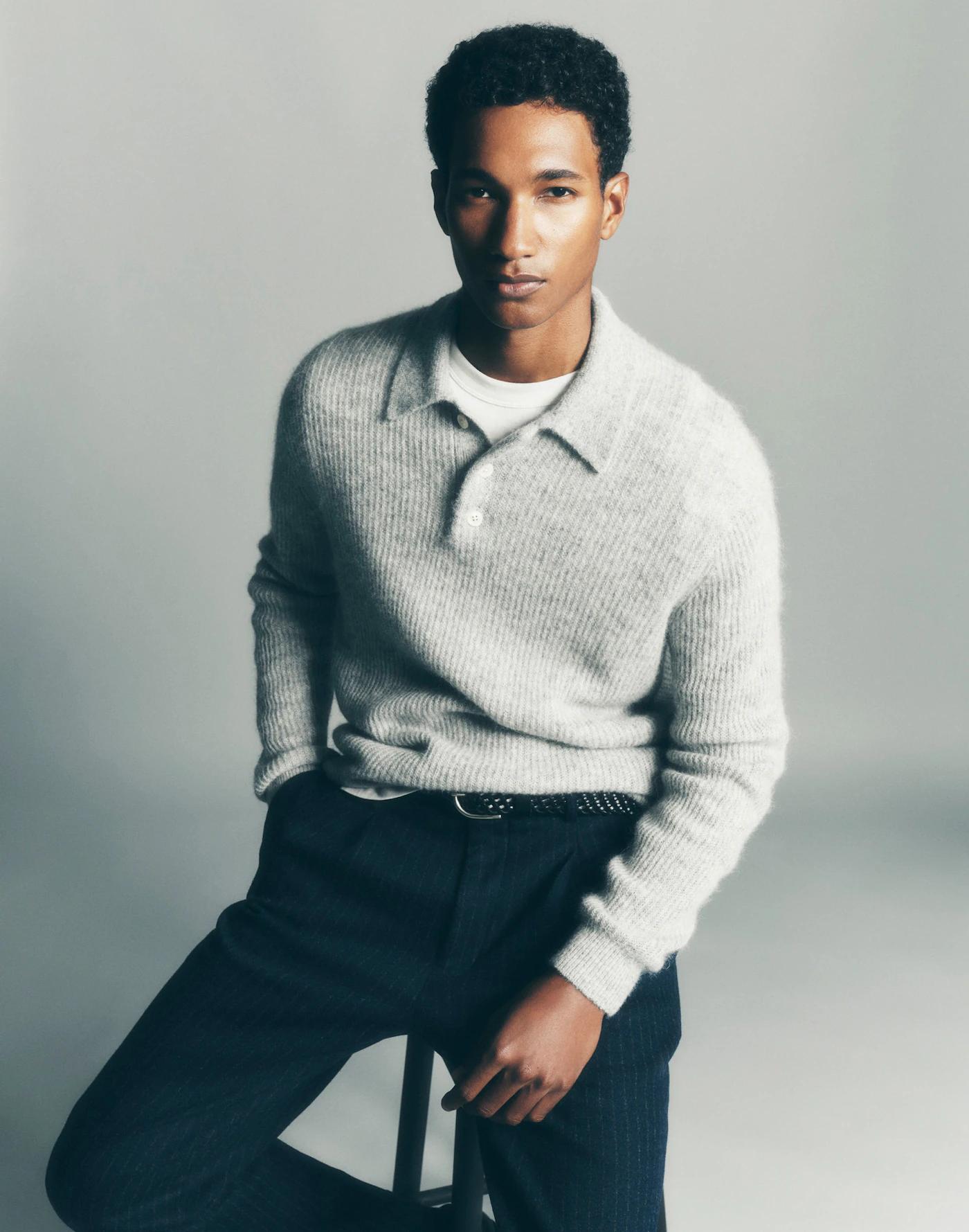 Alpaca-Blend Sweater Polo Shirt Product Image