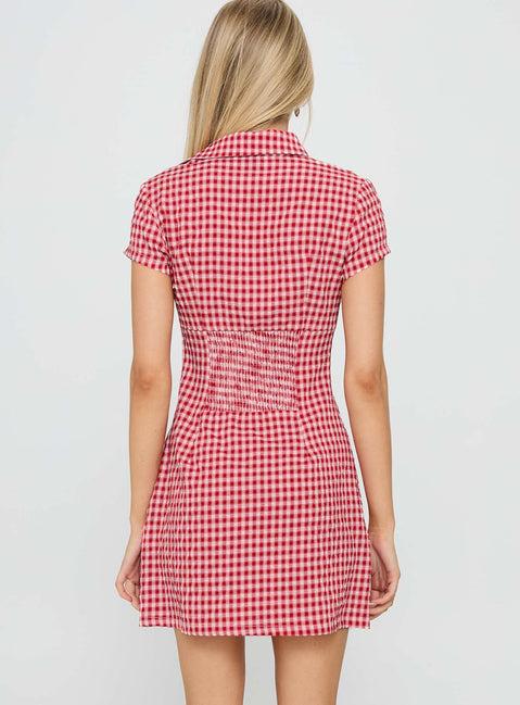 Motley Mini Dress Red Check Product Image