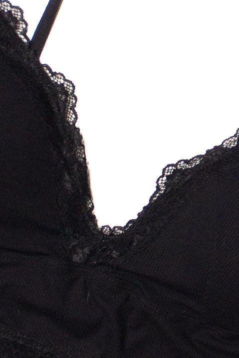 Black Lace Trim Bralette Product Image