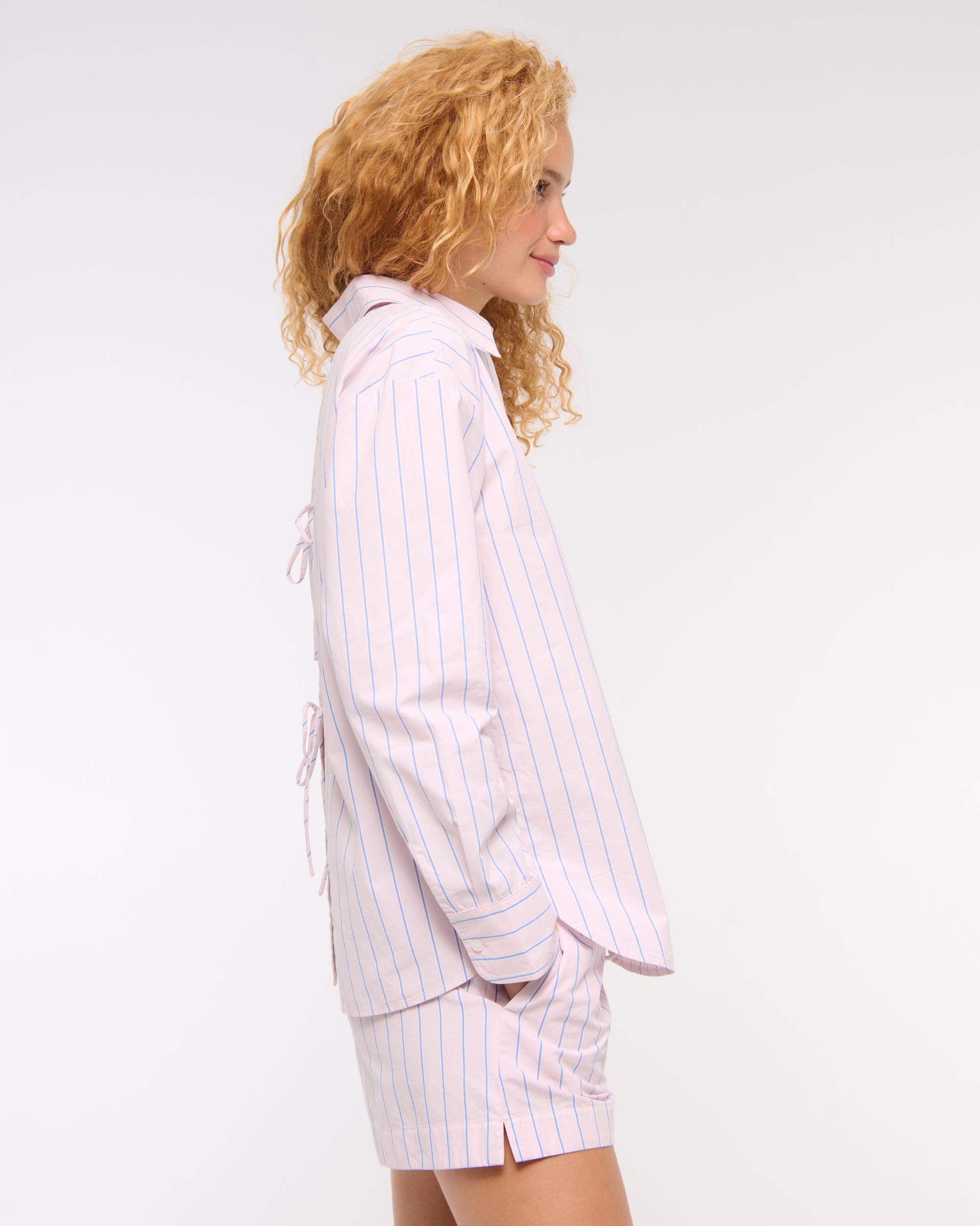 Oversized Tie-Back Poplin Shirt Product Image