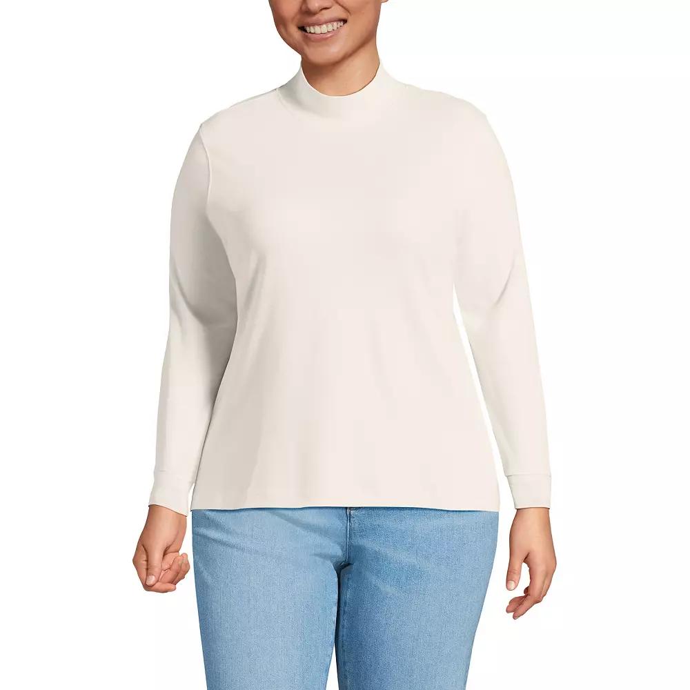 Plus Size Lands' End Relaxed Mockneck Top, Women's, Size: 3XL, Fresh Ivory Product Image
