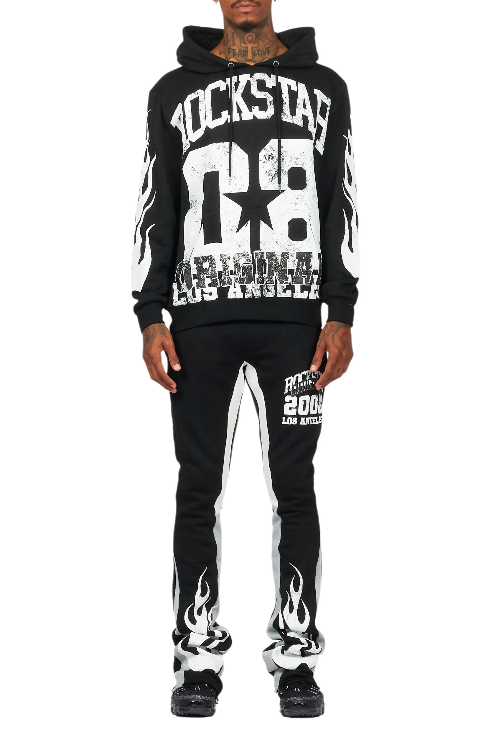 Edel Black/White Hoodie/Stacked Flare Pant Set Male Product Image