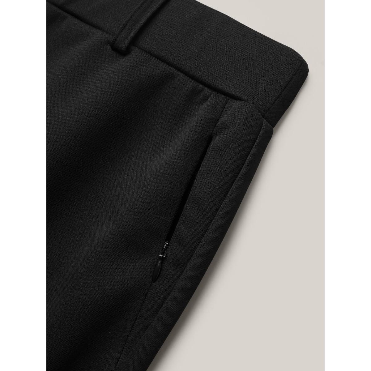 Plus Size Stretchy Waist Zipper Pocket Flared Pants Women Black Office Bootcut Mid Rise Office Pants BloomChic 12/L Product Image