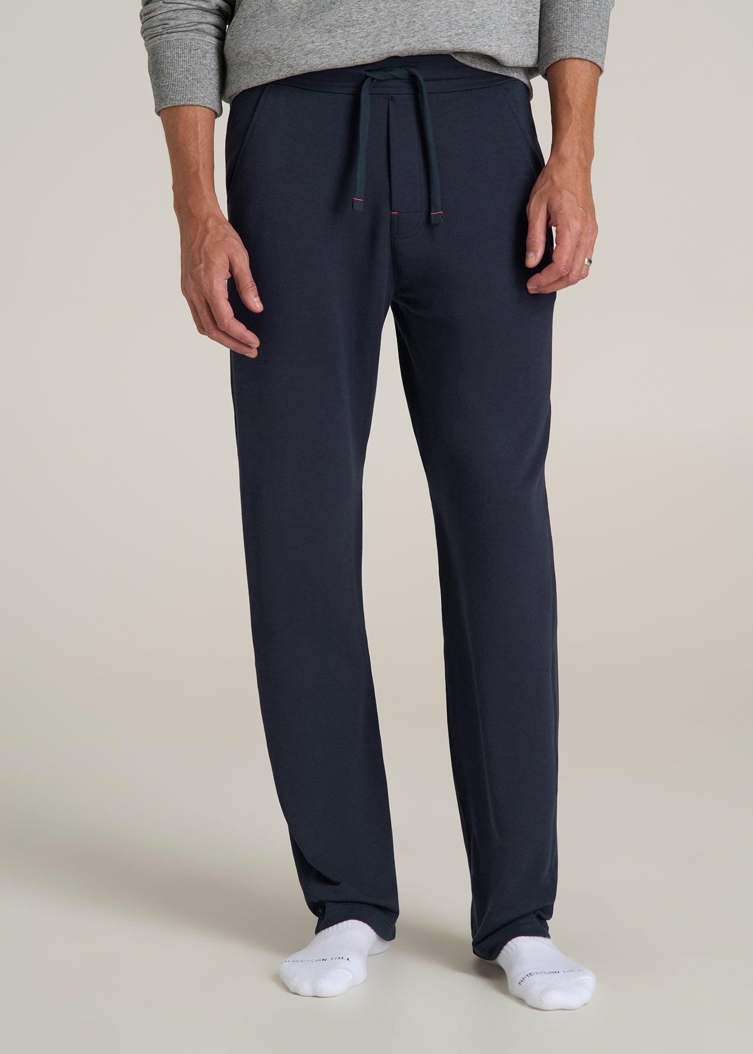Open-Bottom Pajama Pants for Tall Men in Evening Blue Male Product Image
