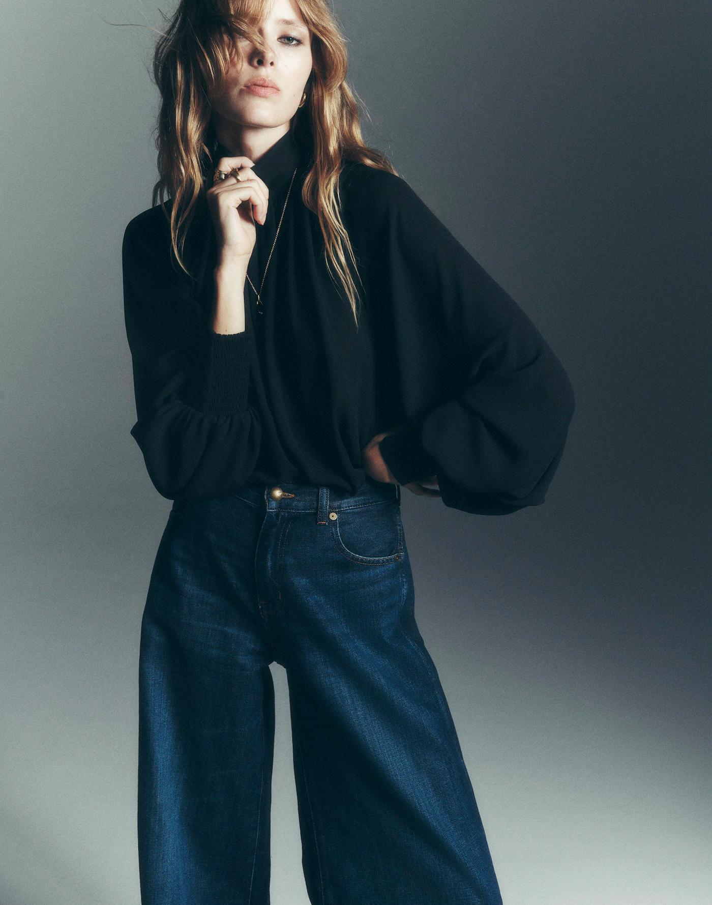 Turtleneck Long-Sleeve Top in Chiffon Product Image