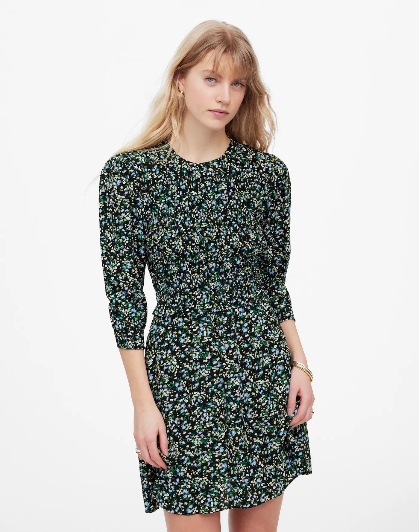 Smocked Mini Dress in Floral Product Image