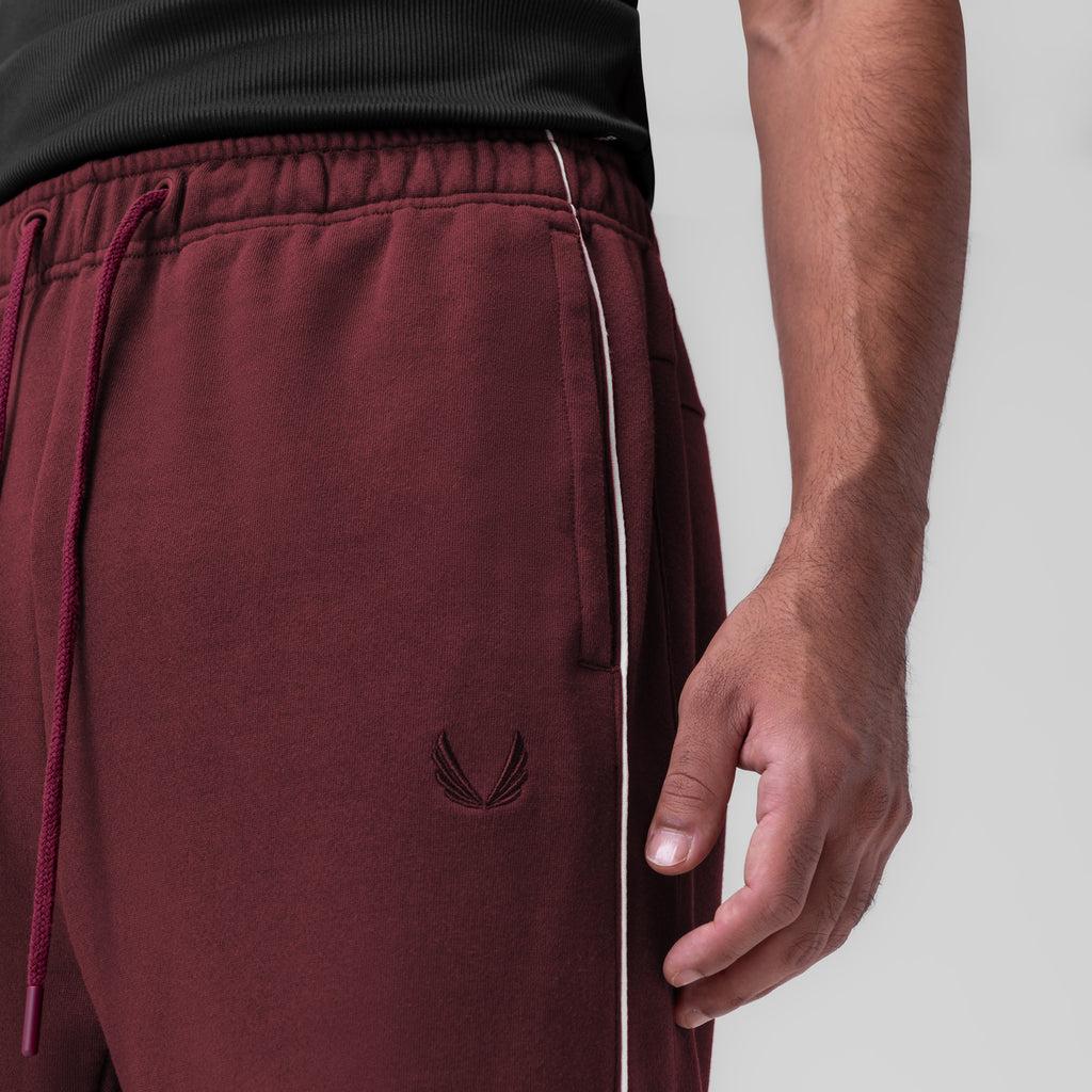 0998. Herringbone Terry Snap Button Sweats - Crimson Product Image