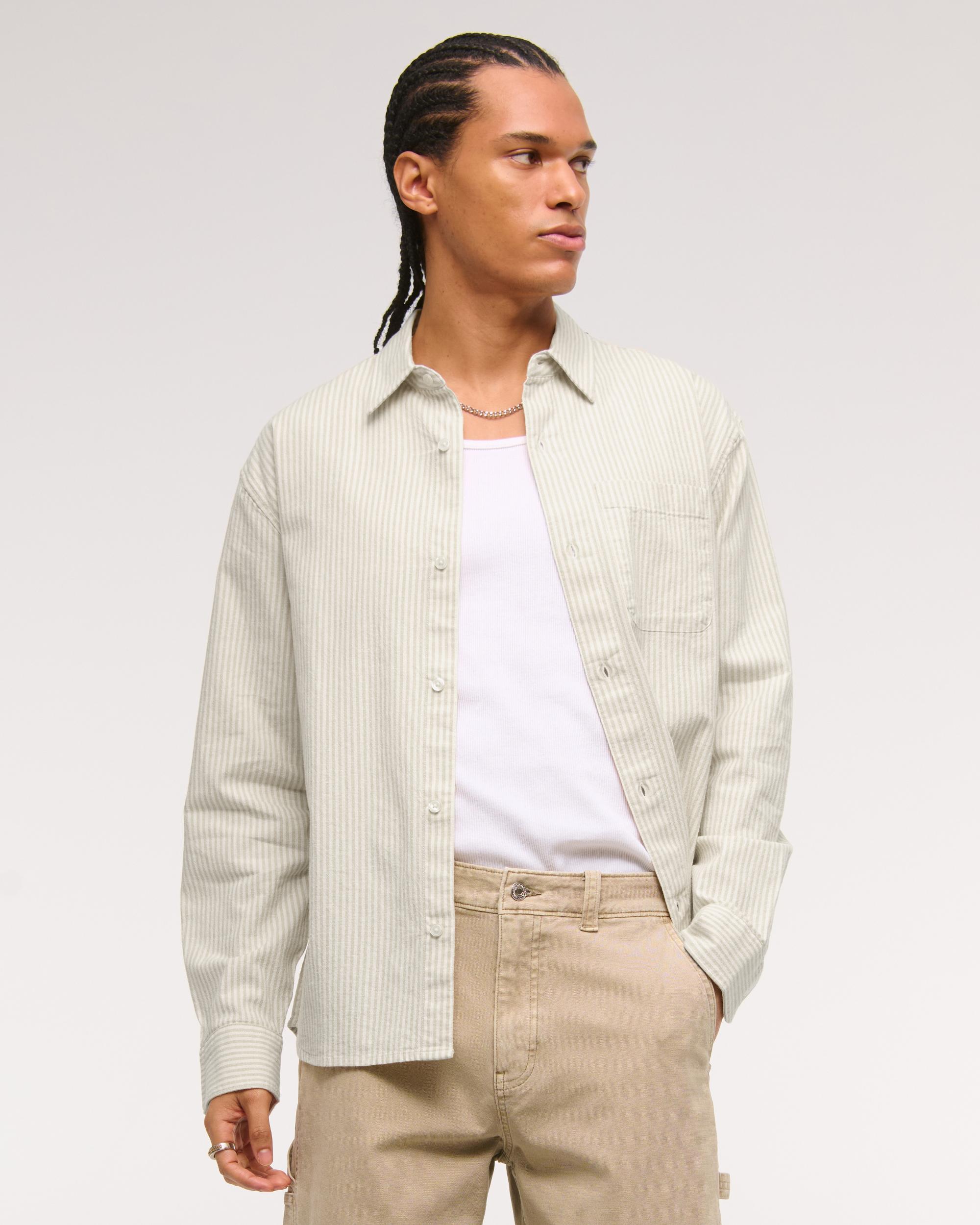 Summer Linen-Blend Button-Up Shirt Product Image