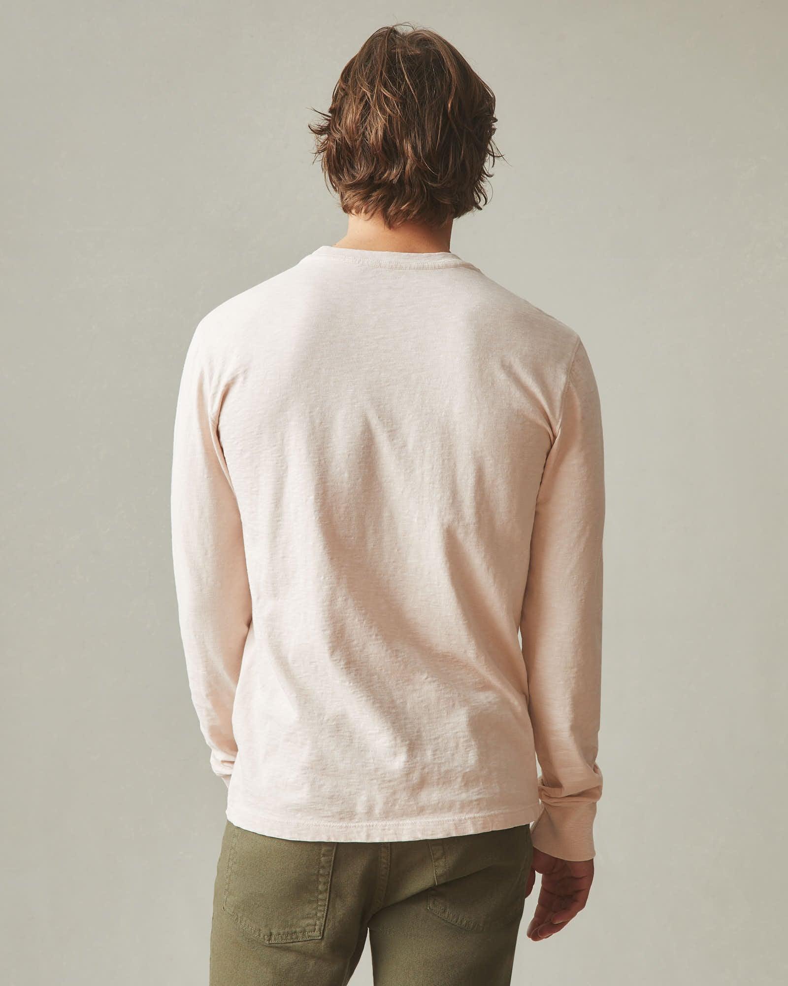 Men's Premium Slub Long Sleeve Crew Tee  - Almond Peach Male Product Image