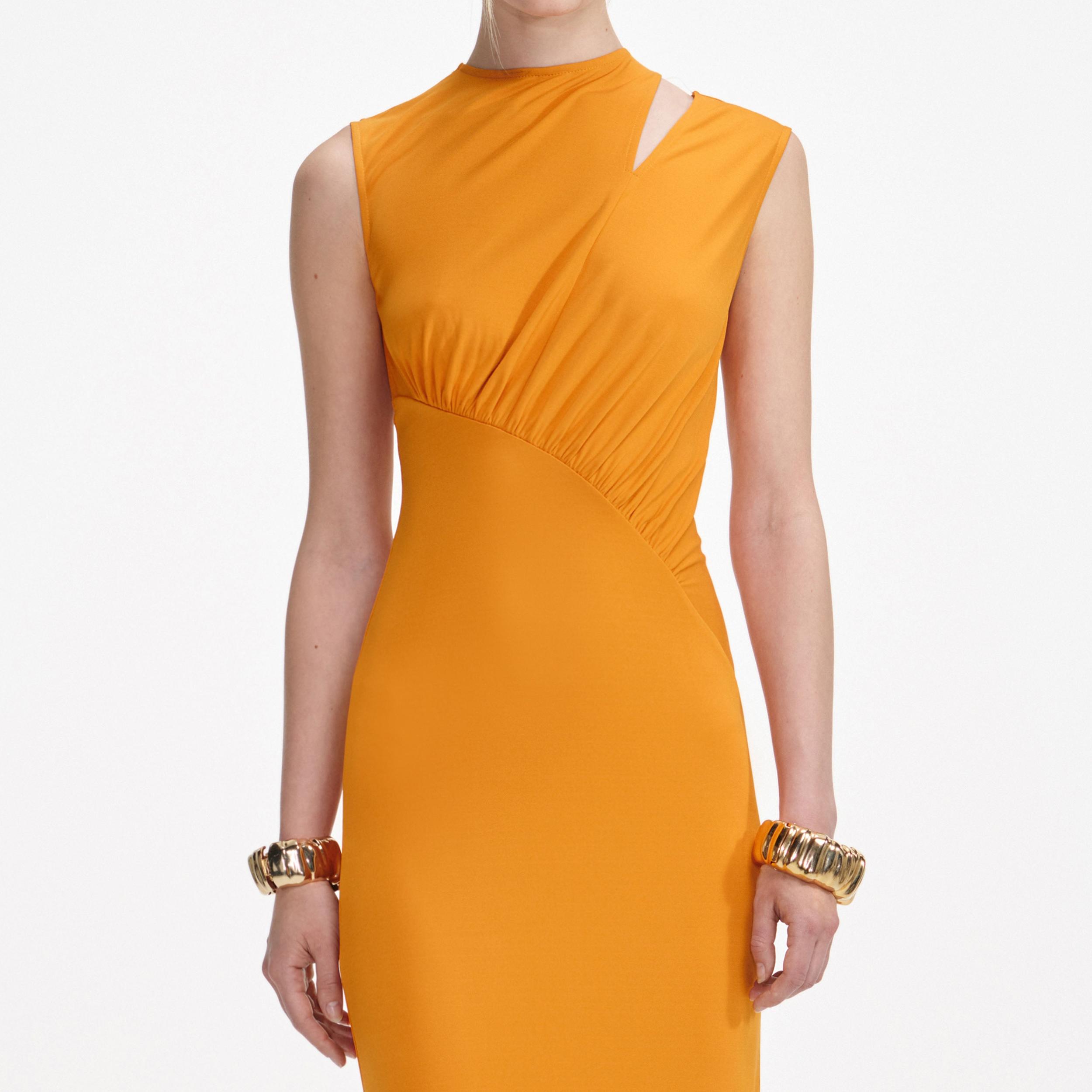 Burnt Orange Jersey Cut Out Maxi Dress Product Image
