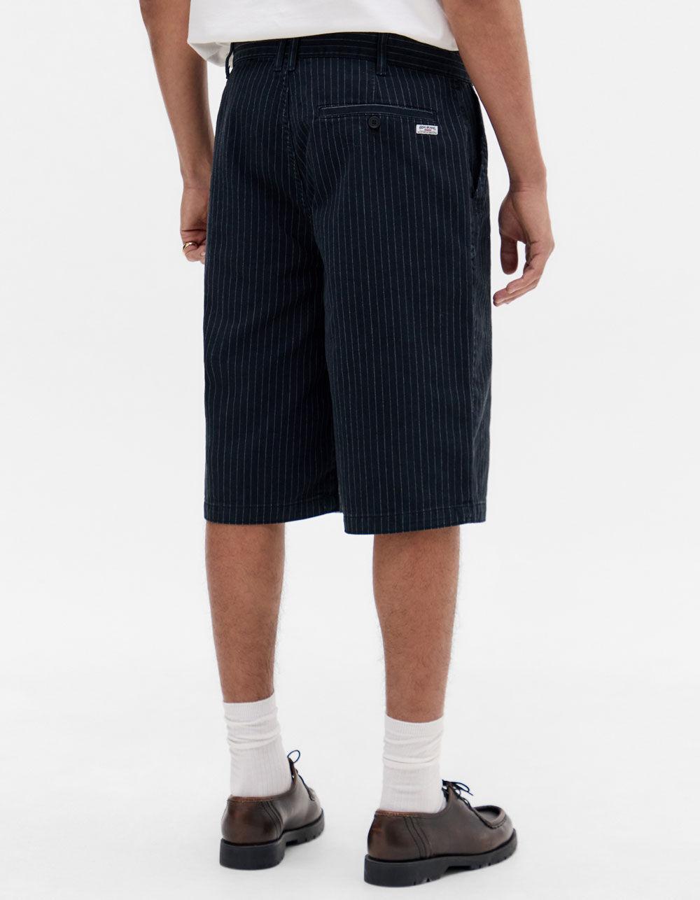 BDG Urban Outfitters Striped Worker Mens Shorts - BLACK/WHITE Product Image