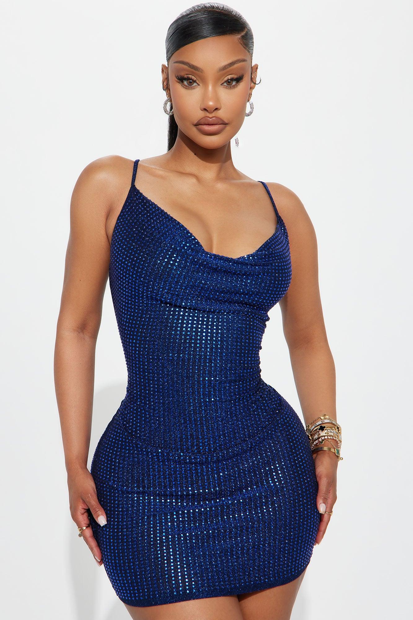 Sparkle City Embellished Mini Dress - Blue Product Image