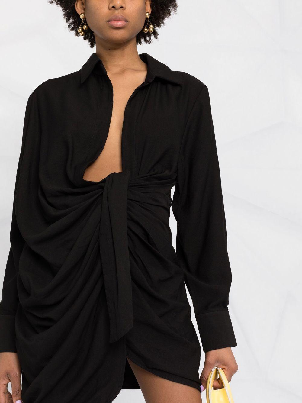 JACQUEMUS La Robe Bahia Viscose Jersey Mini Dress In Black Product Image
