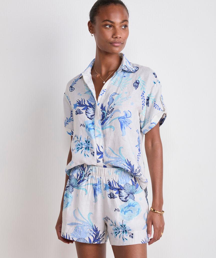 Linen Short-Sleeve Button-Down Product Image