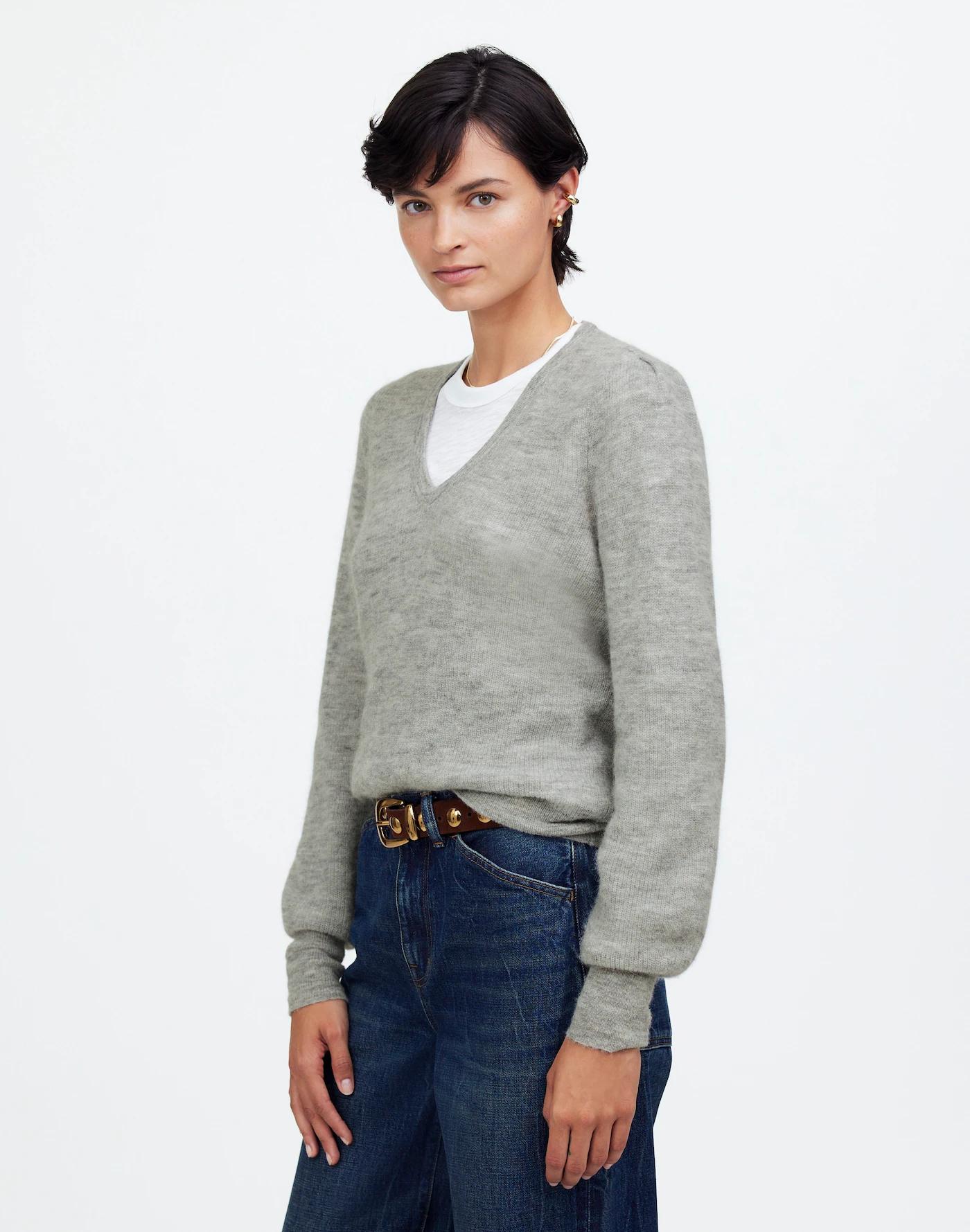 Alpaca-Blend Deep V-Neck Sweater Product Image