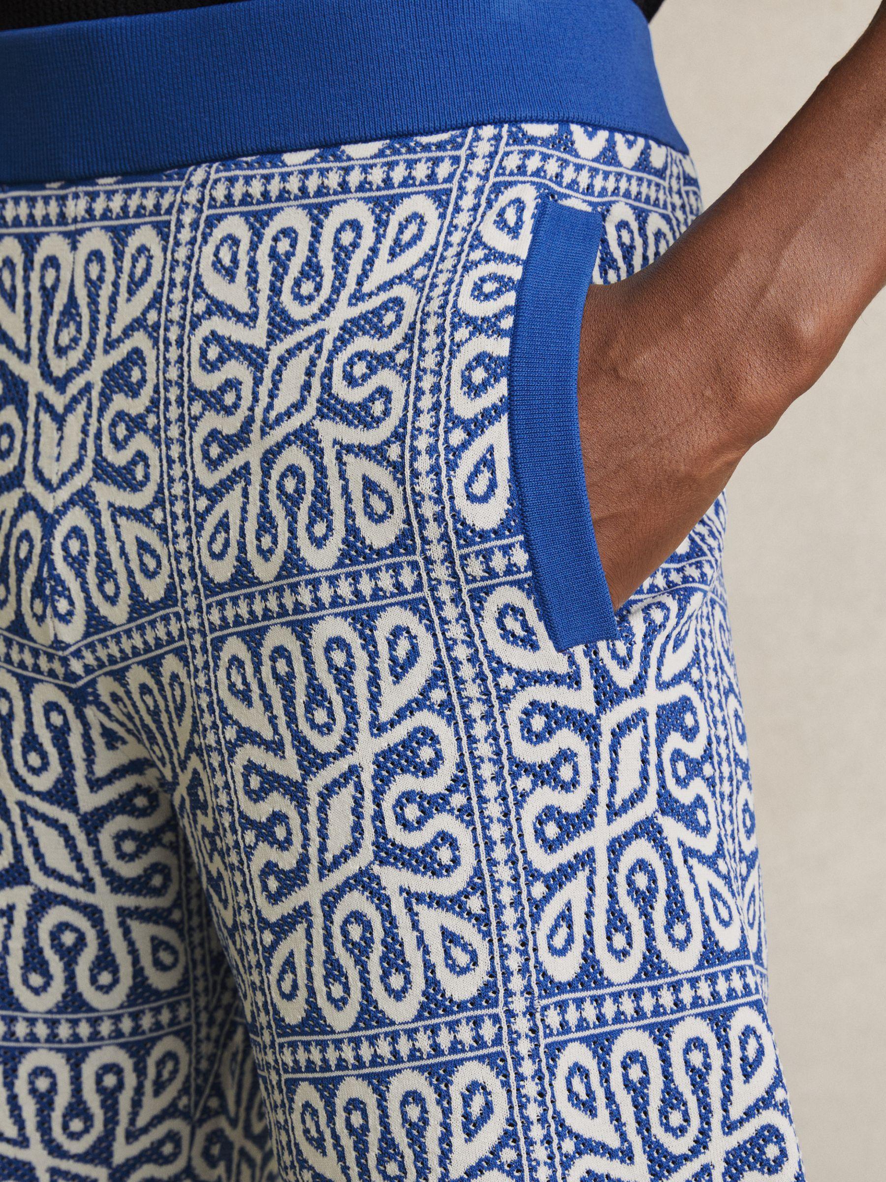 Tile Pattern Knit Shorts in Blue/White Product Image