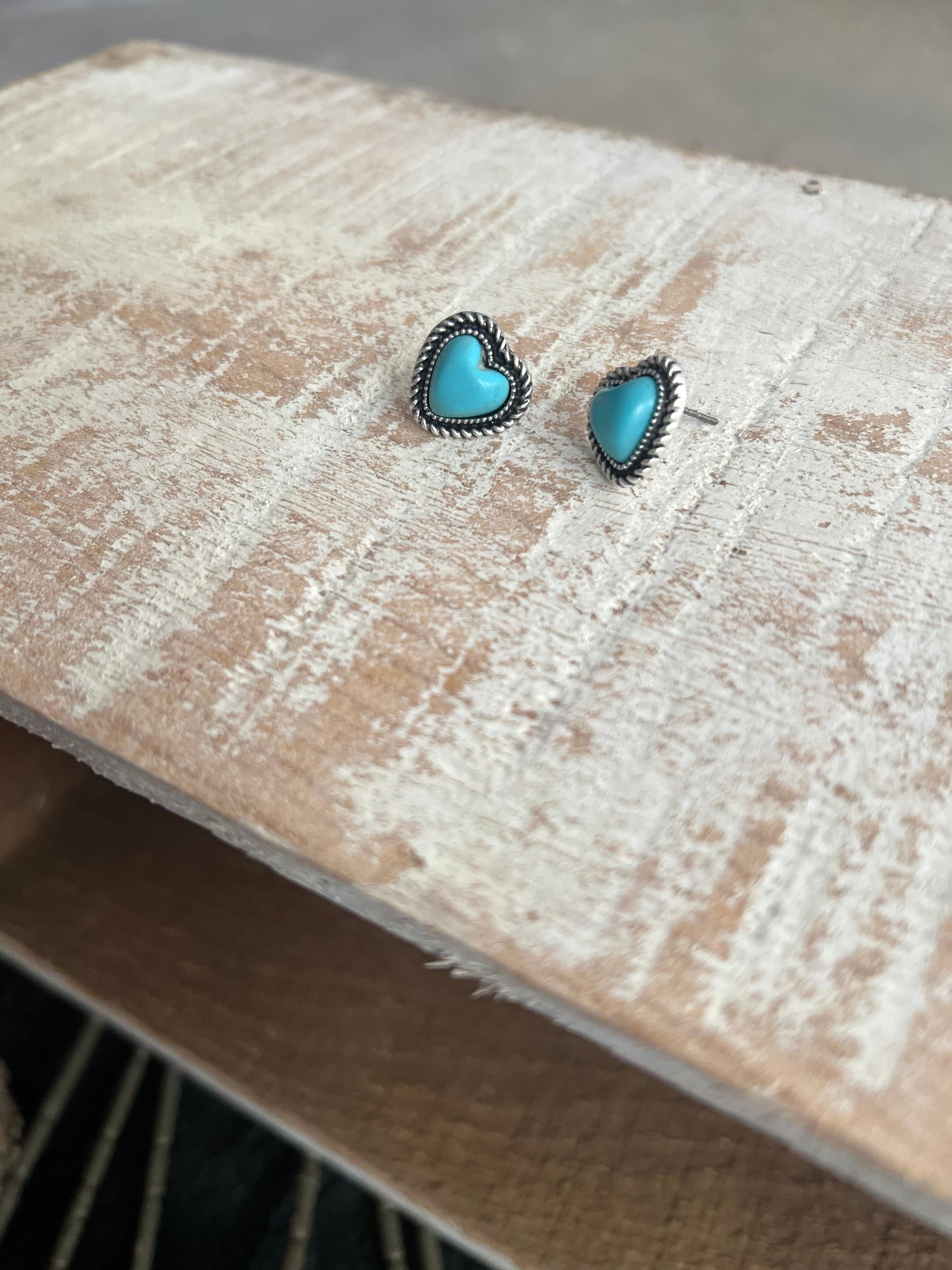 Turquoise Heart Stud Earrings Product Image
