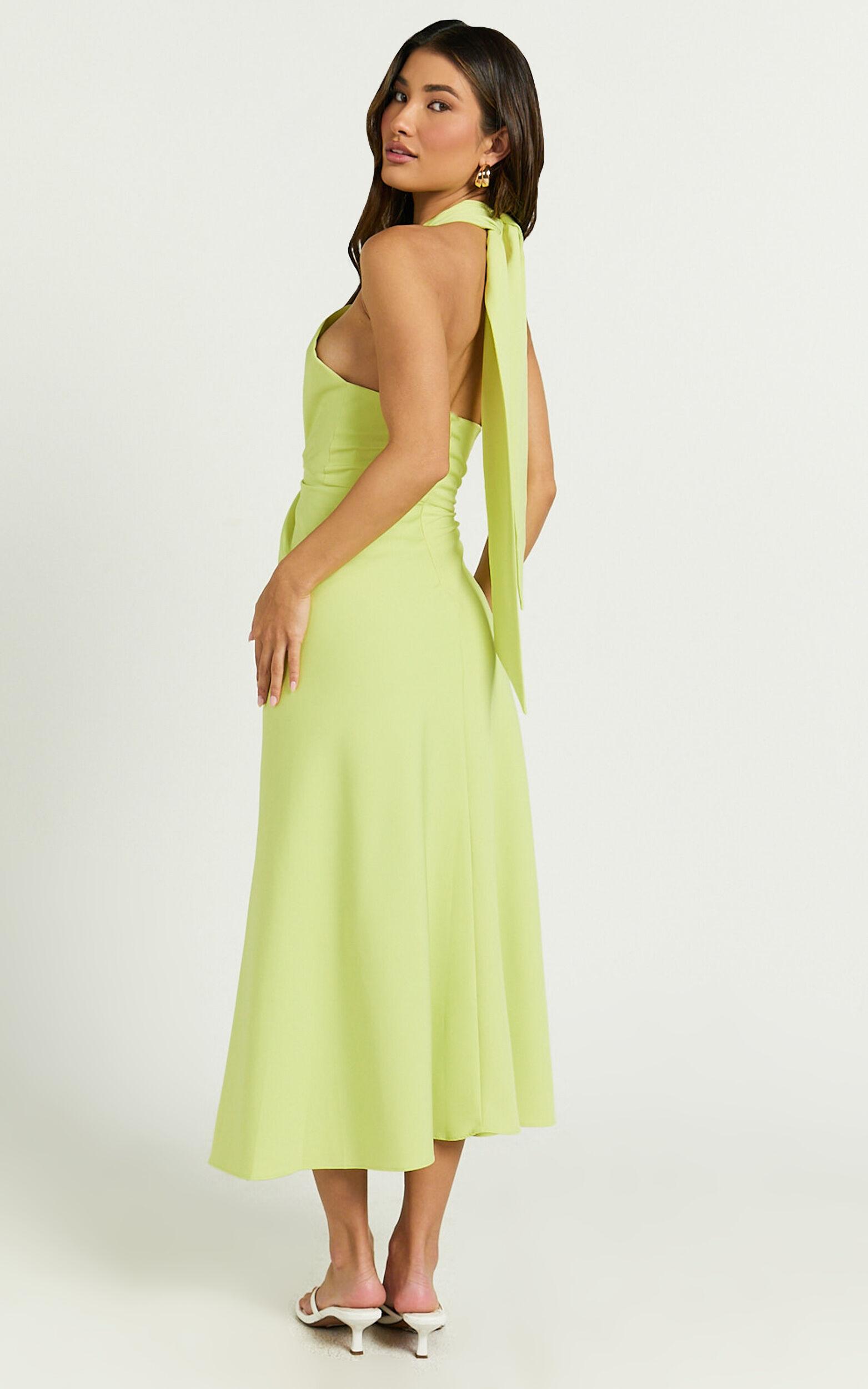 Amalie The Label - Levine Halter Front Cut Out Midi Dress in Citrus Product Image