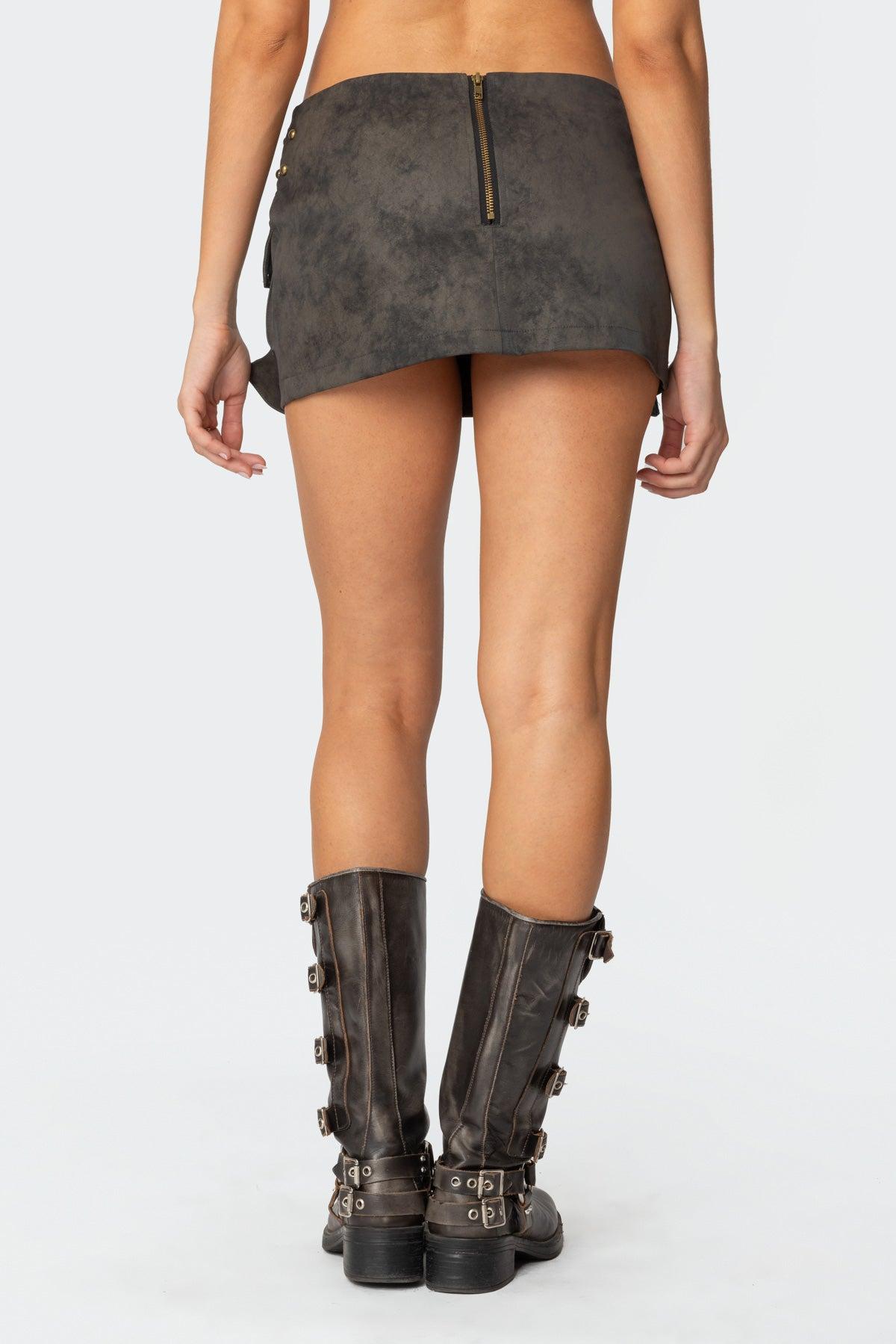 Marge Studded Faux Leather Mini Skort Product Image