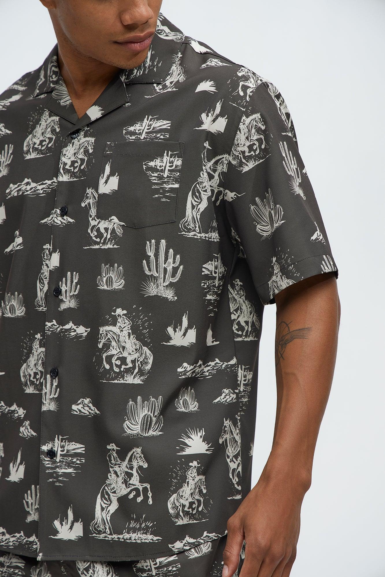 Wild West Button Up Shirt - Brown/combo Product Image