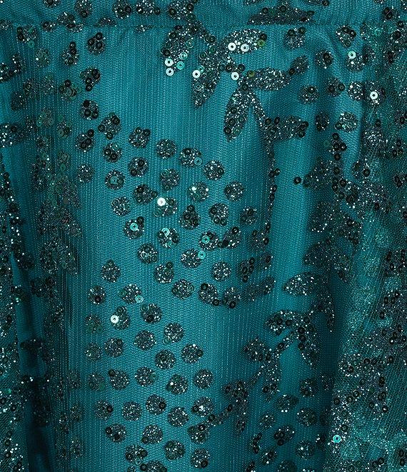 Blondie Nites Glitter Pattern Cinched Front Lace-Up Back Fit & Flare Dress Product Image