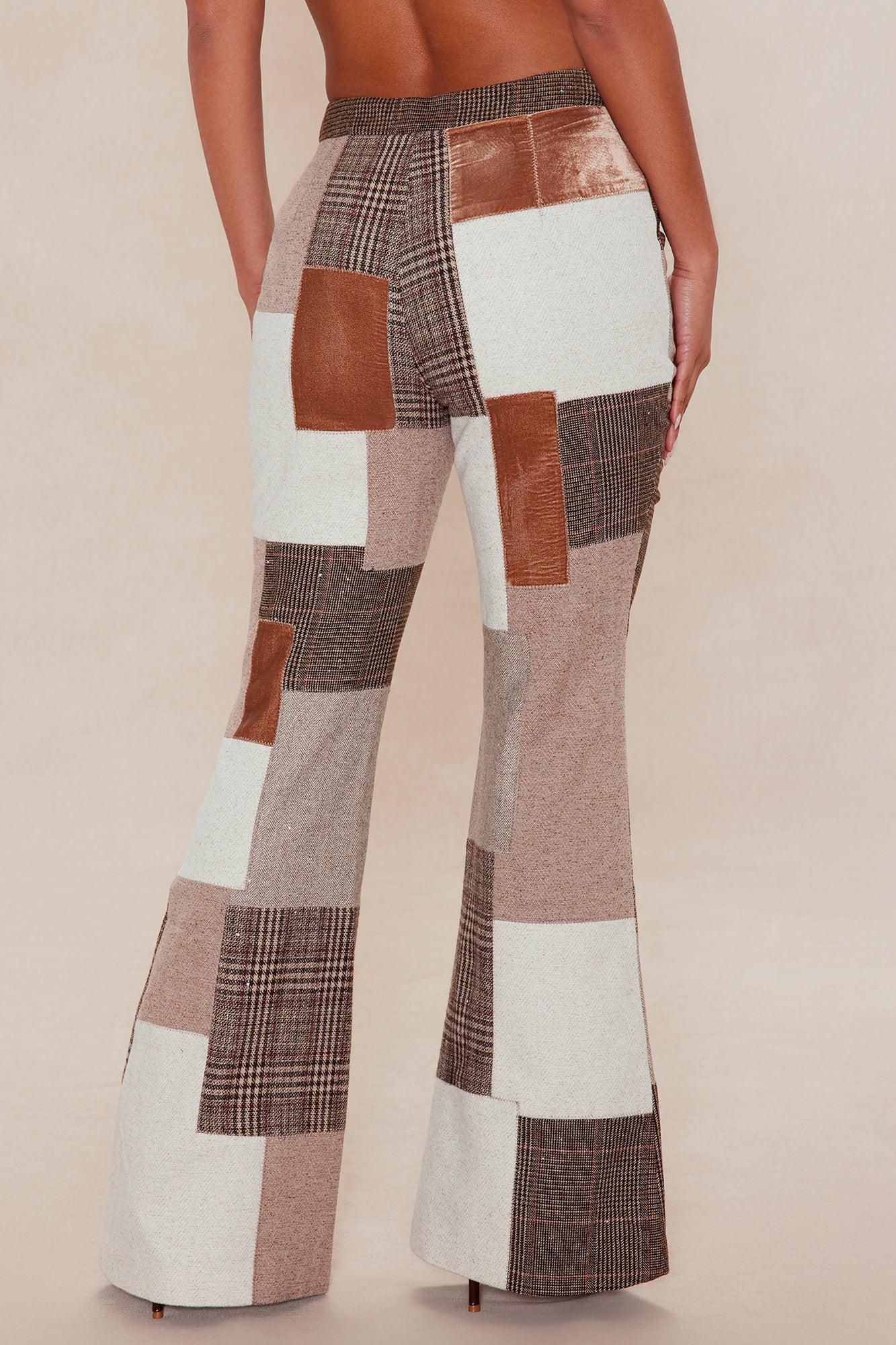 Harlow Patched Embellished Flare Pant - Brown/combo Female Product Image