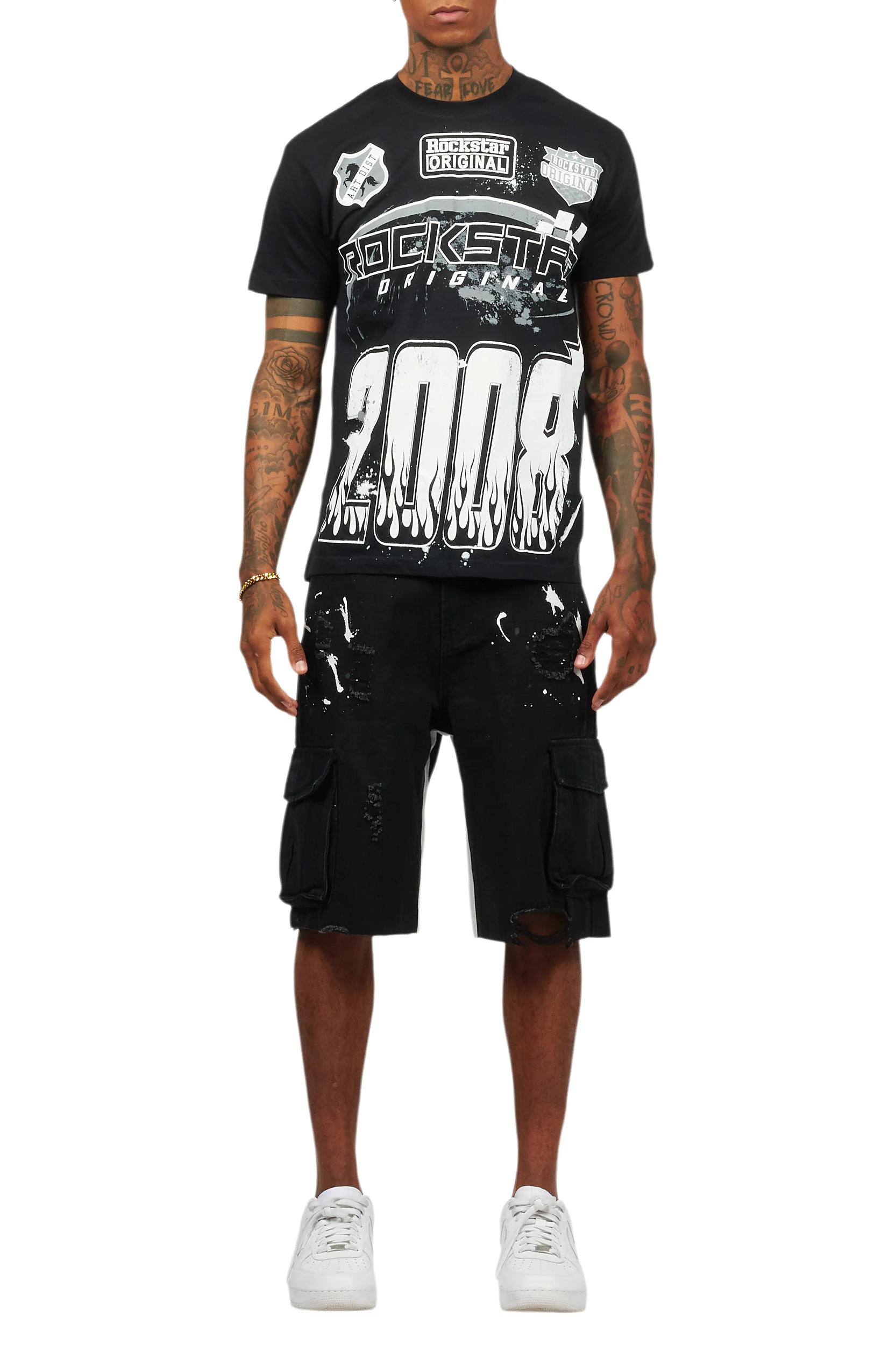 Amos Black T-Shirt/Denim Short Set Male Product Image