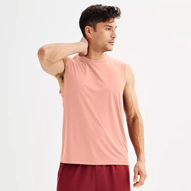 Men's Tek Gear Dry Tek Muscle Tank, Size: XXL, Brittany Blush Grid Product Image