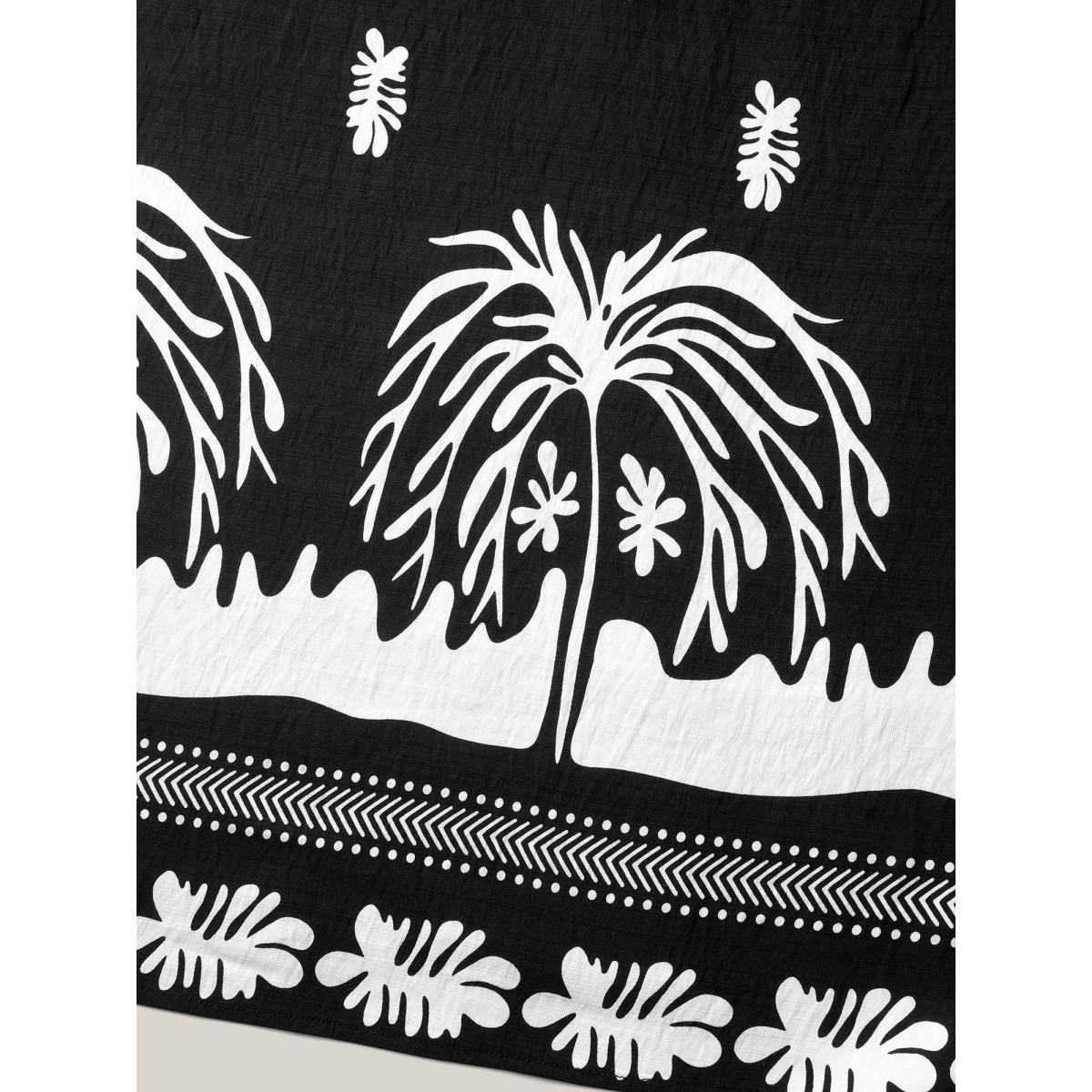 Plus Size Tropical Breeze Print Pockets Midi Dress Black Women V-neck Sleeveless Curvy BloomChic 22-24/3X Product Image