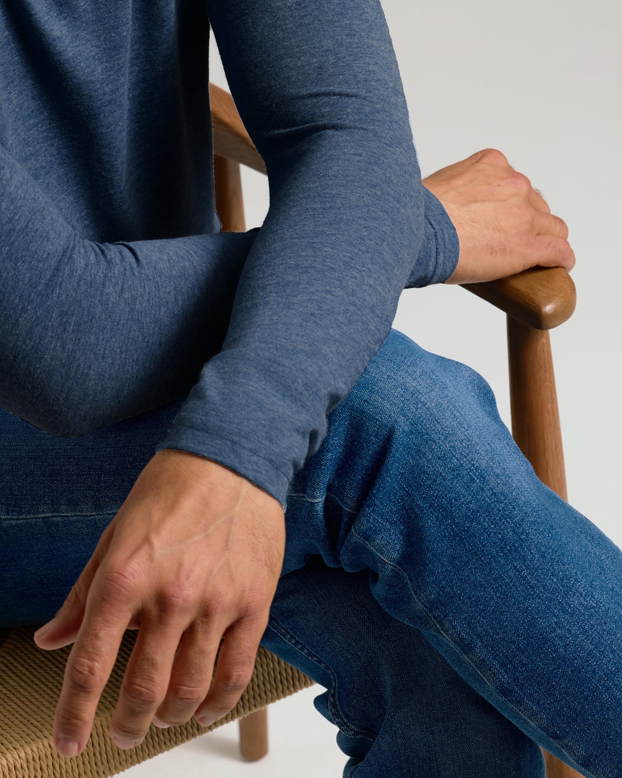 Heather Navy Classic Long Sleeve Crew Neck Product Image