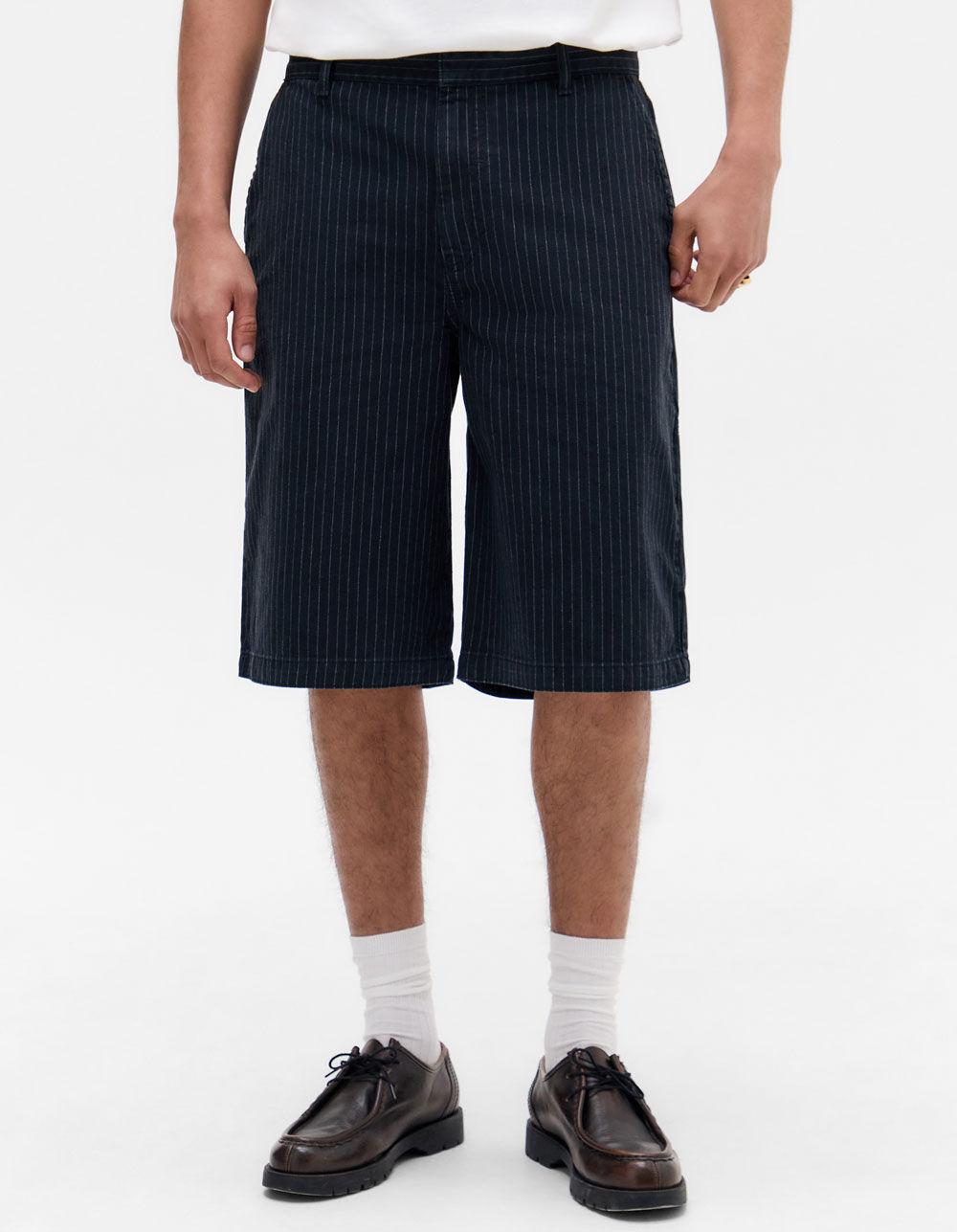 BDG Urban Outfitters Striped Worker Mens Shorts - BLACK/WHITE Product Image