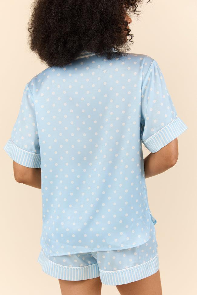 No Alarm Blue Polka Dot Satin Pajama Top FINAL SALE Product Image