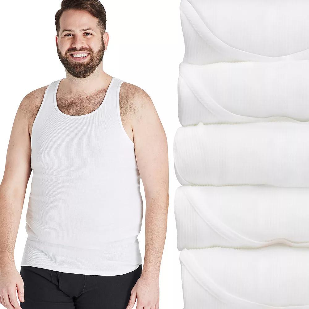 Big & Tall Hanes Ultimate 5-Pack Men's White Cotton Tank Undershirt, Size: 3XB Product Image