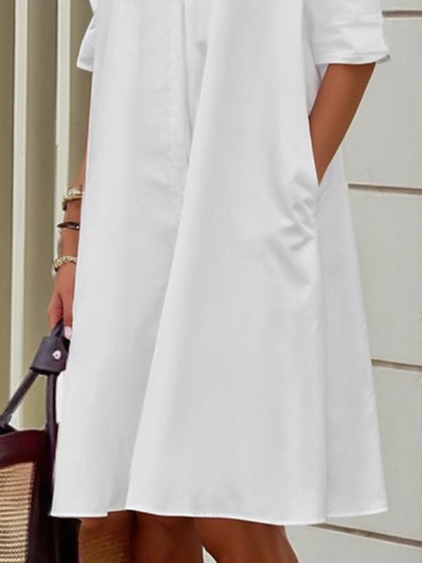 Long Sleeves Loose Gauze See-Through Solid Color Split-Joint Lapel Midi Dresses Shirt Dress Product Image