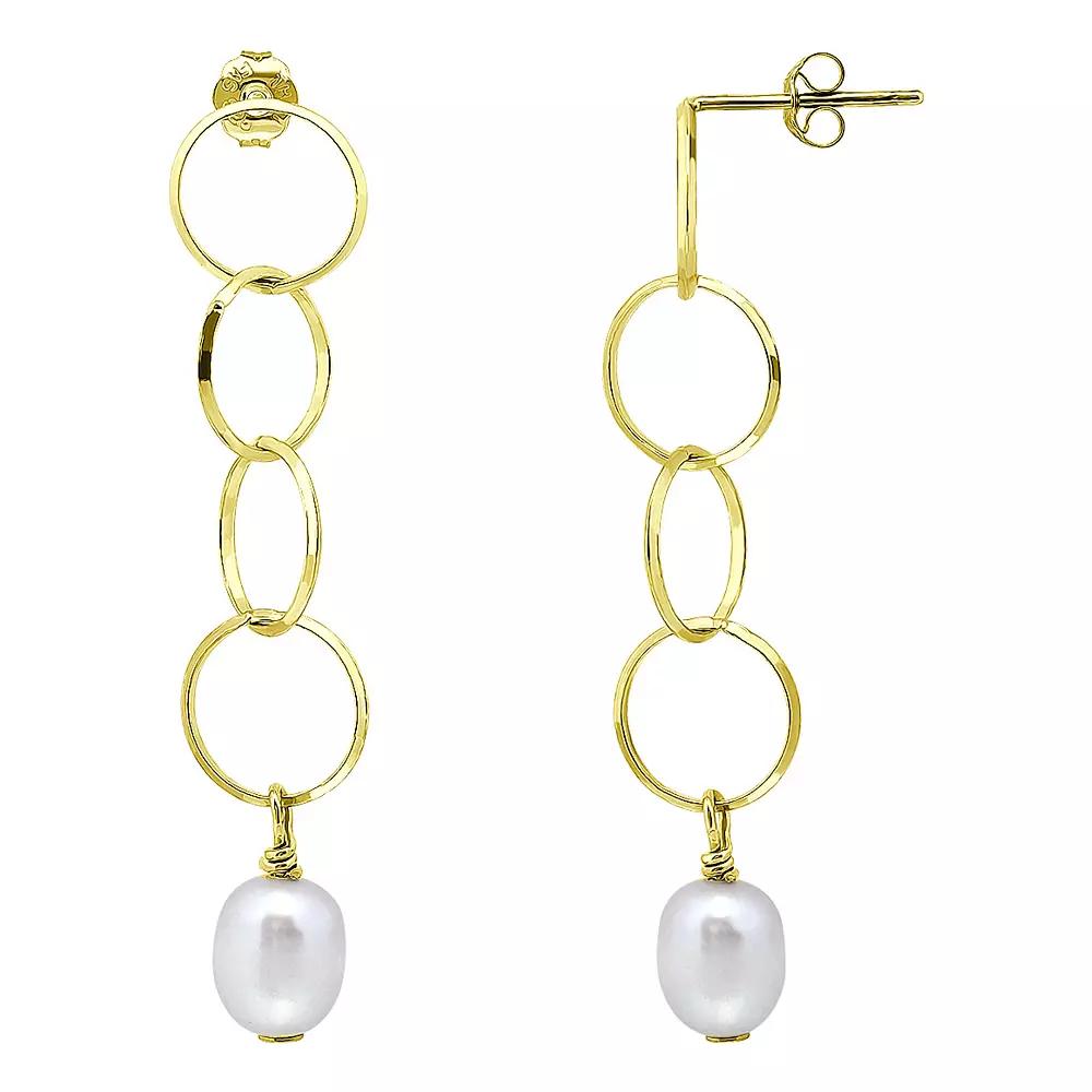 Aleure Precioso Sterling Silver Freshwater Cultured Pearl Multi Circle Linear Drop Earrings, Women's, Silver Tone Product Image