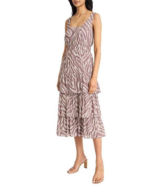 The Good Journey Scoop Neck Tiered Ruffle Gauze Midi Dress Product Image