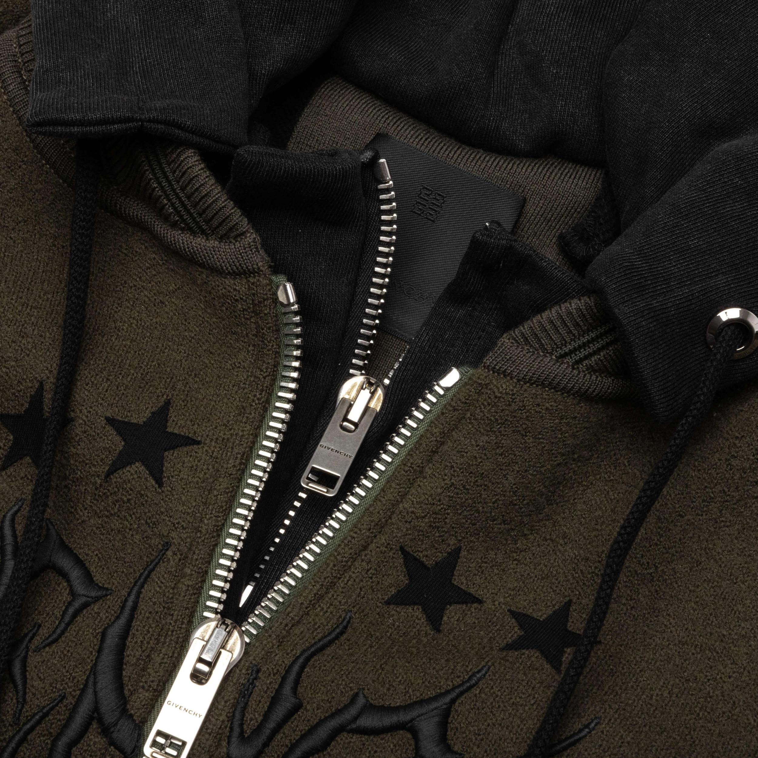 Hooded Varsity Jacket - Military Green Male Product Image