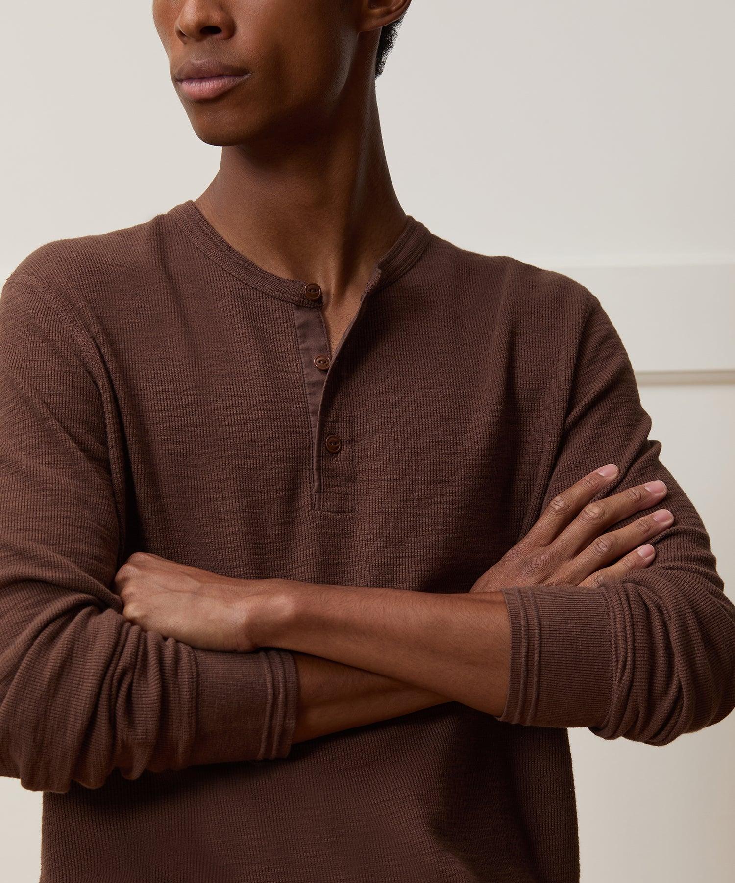 Lightweight Mini Waffle Henley Product Image