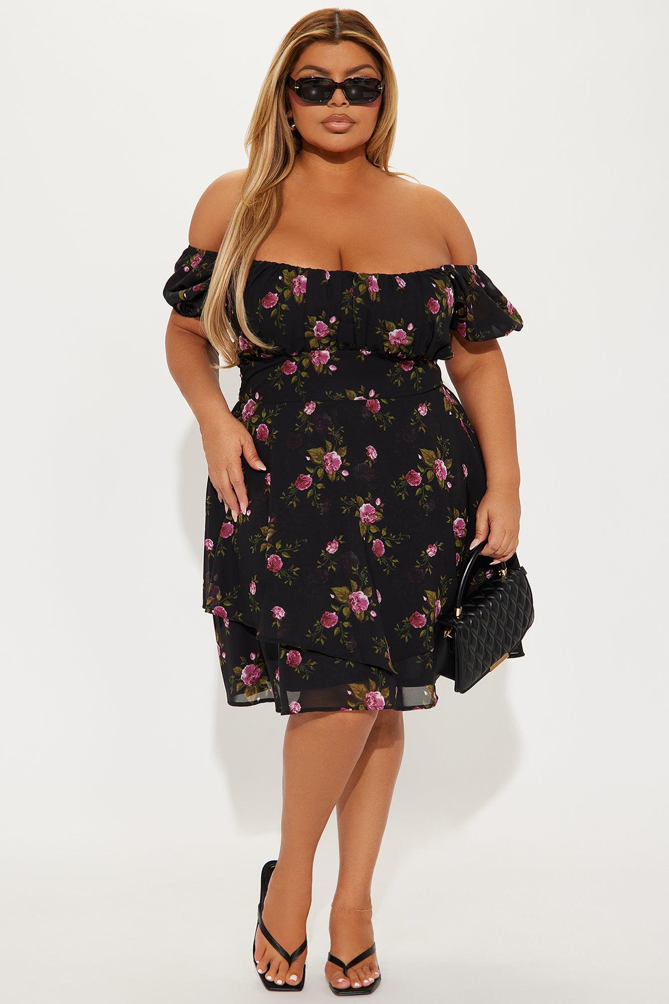 Lenora Floral Mini Dress - Black/combo Product Image