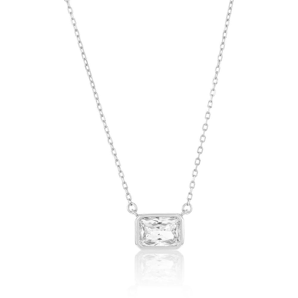 Argento Bella Sterling Silver Rectangle Bezel-Set Cubic Zirconia Necklace, Women's, Size: 16-18" ADJ Product Image
