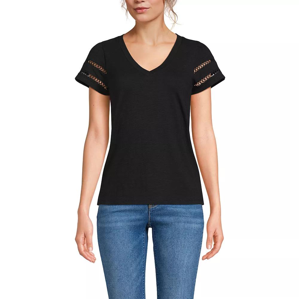 Women's Lands' End Flutter Sleeve V-Neck Tee,  Product Image