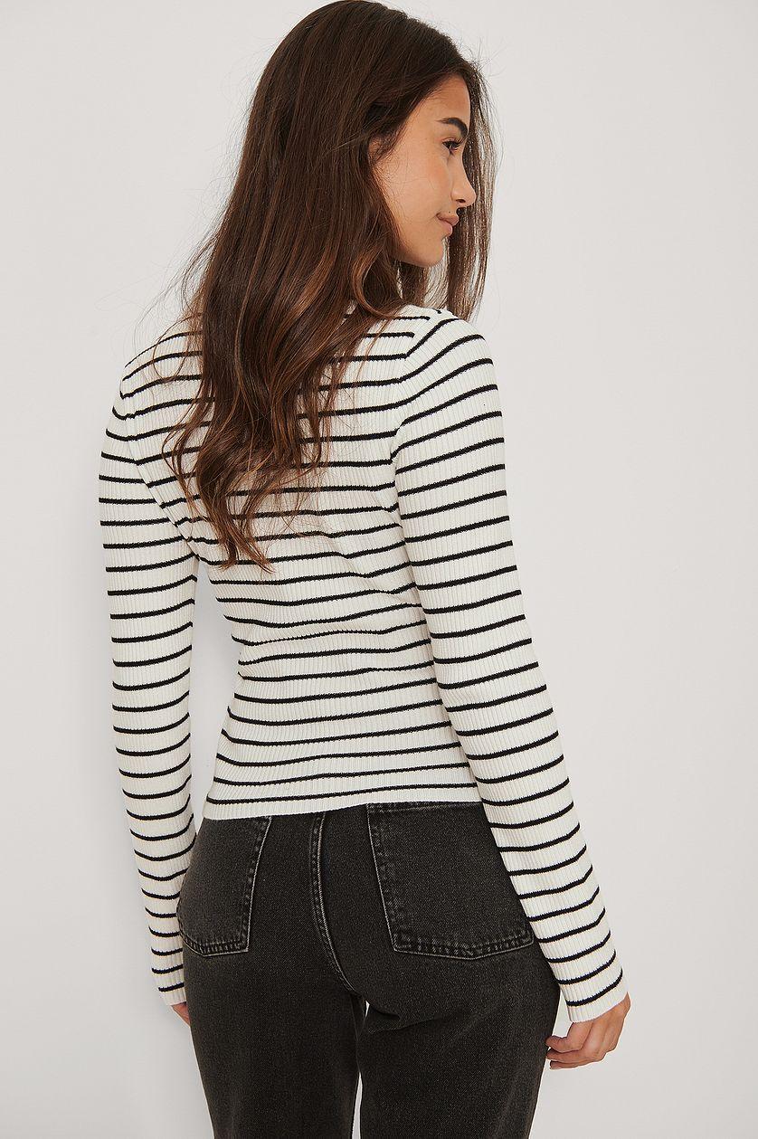 Ribbed Knitted Round Neck Sweater Product Image