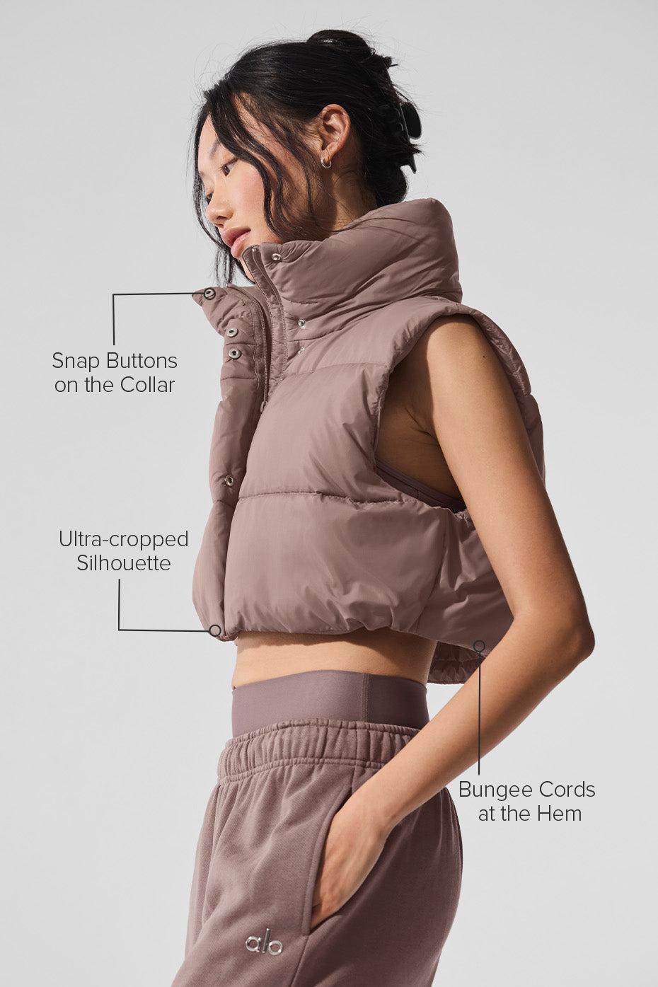 Cropped Gold Rush Puffer Vest - Mushroom Product Image