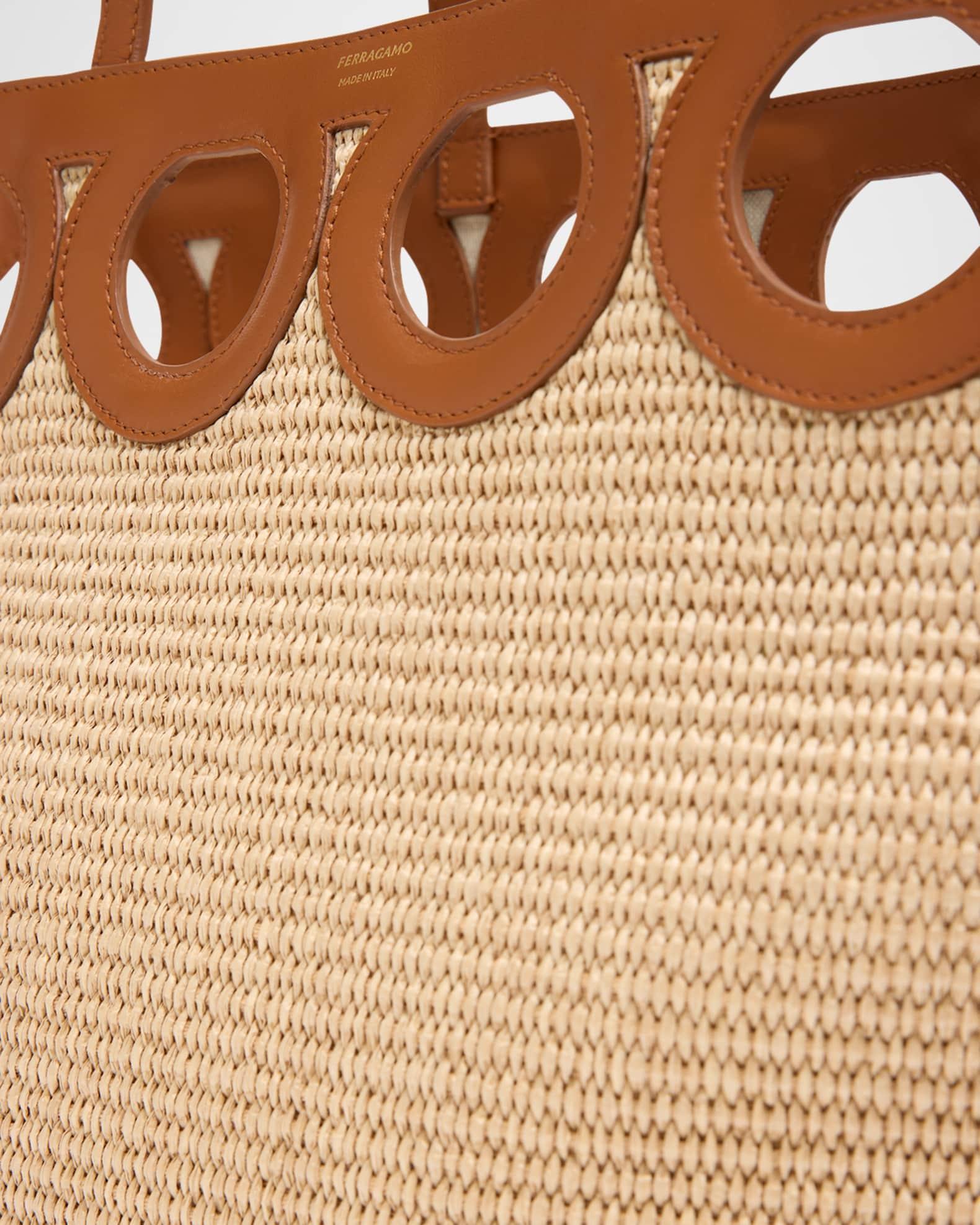 Gancini Frame Raffia Tote Bag Product Image