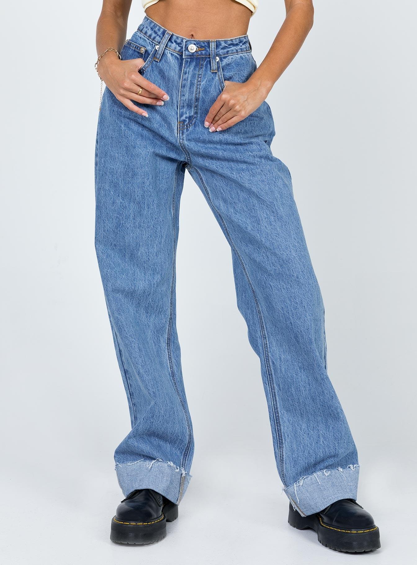 Ollie Mid Rise Straight Leg Jeans Mid Wash Denim Product Image