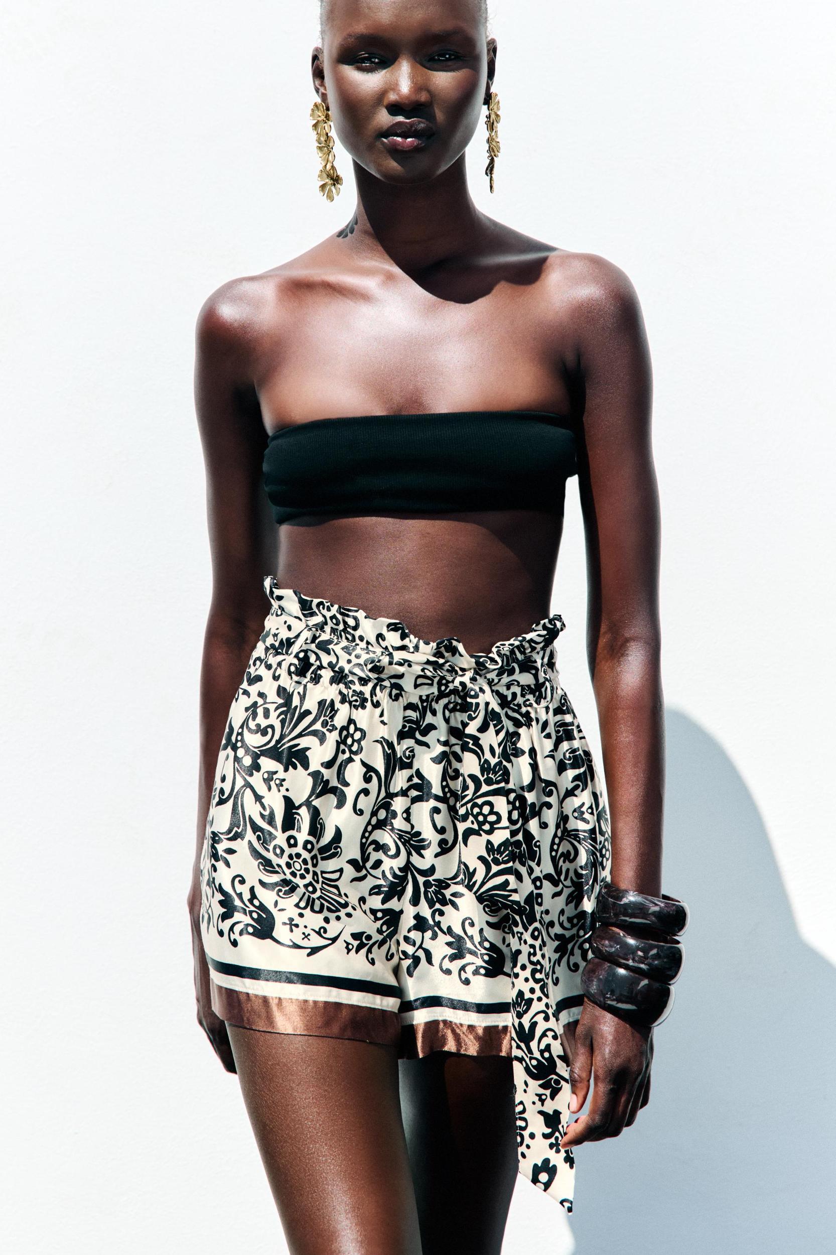 SATIN EFFECT PRINTED PAPER BAG SHORTS Product Image