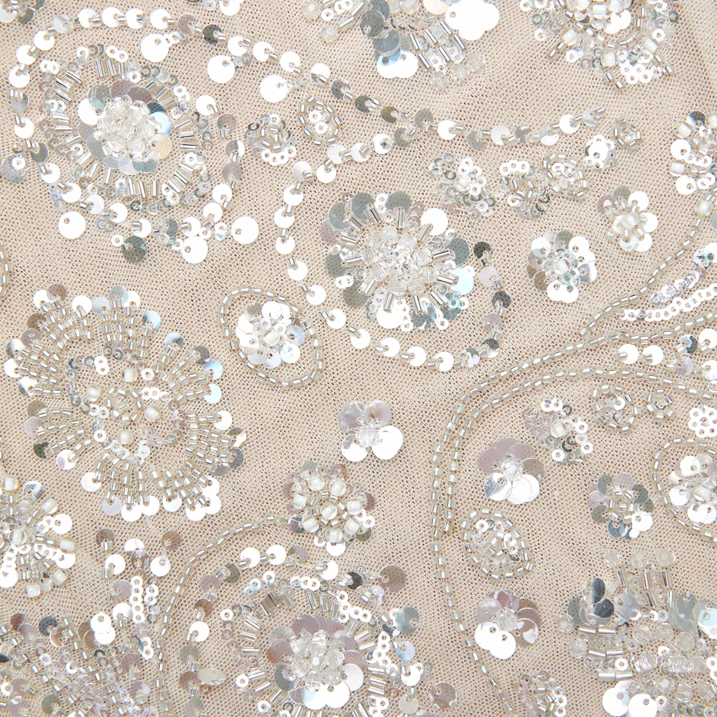 Cream Floral Sequin Maxi Dress Product Image