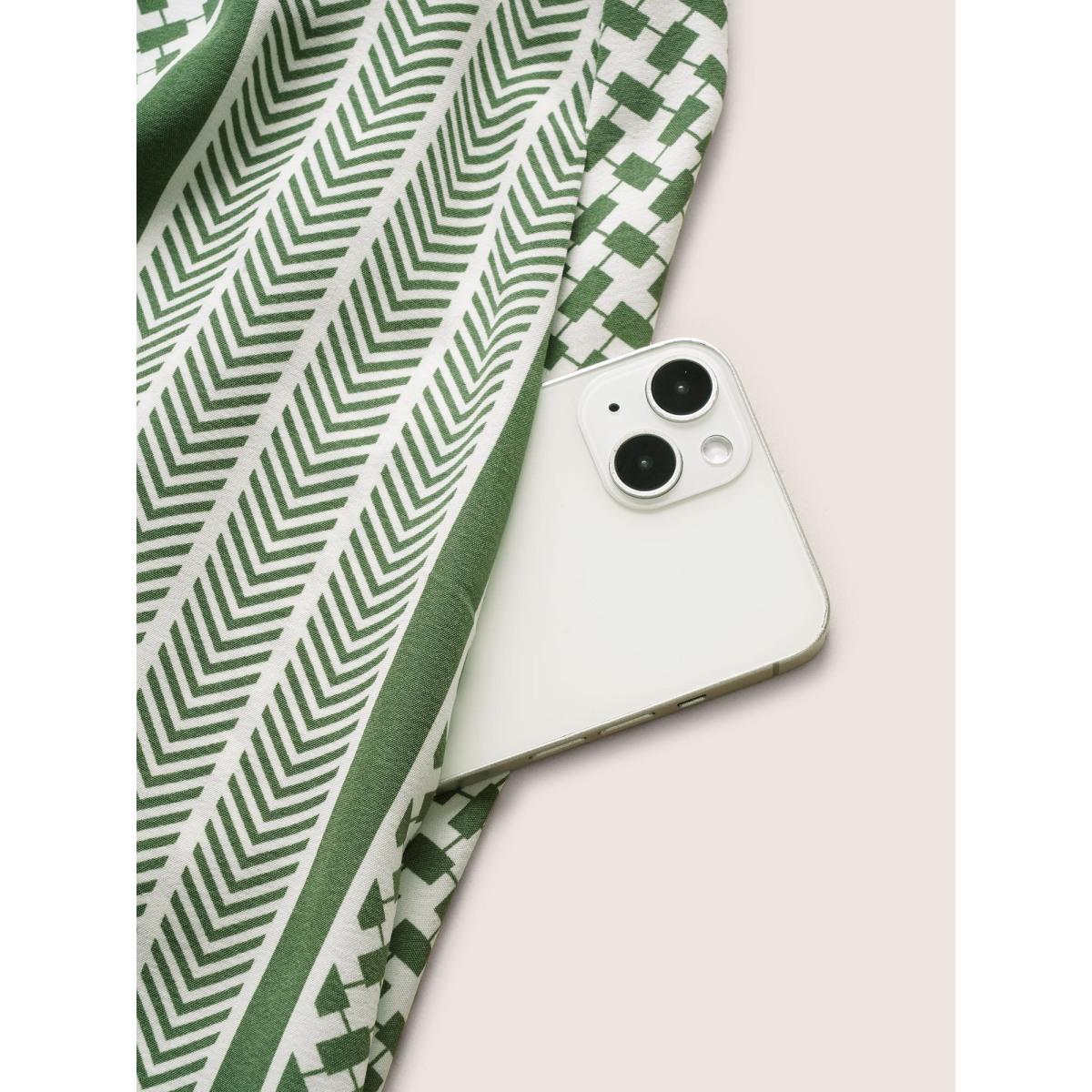 Plus Size Geometric Patchwork Spaghetti Strap Dress Moss Women Resort Non Non Sleeveless Curvy Midi Dress BloomChic 14-16/1X Product Image